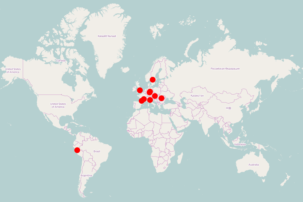 Welt-Karte mit Behandlungen auf Distanz Fernortbehandlung